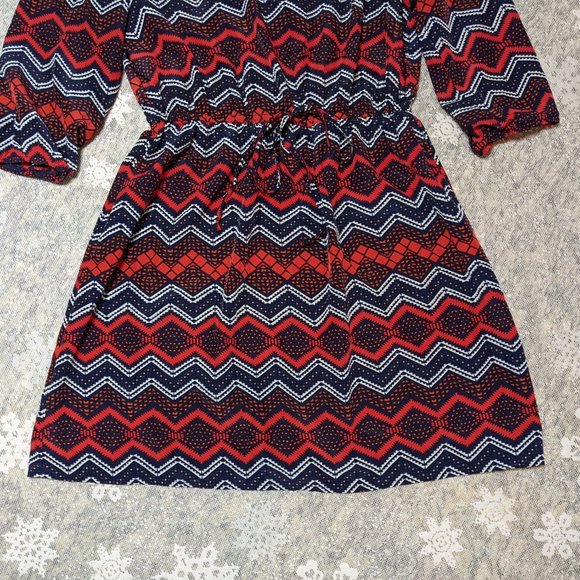 BeBop Geometric Design Dress with Sexy Back Cut-Out & 3/4 Sleeves size L - Picture 4 of 16